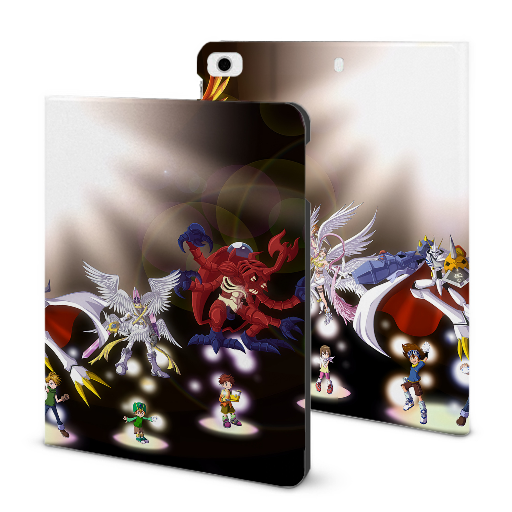（画像用） Digimon デジタルモンスター/デジモン IPad ケース ブック型 PUレザー TPU 耐衝撃 軽量 薄型 ペン収納なし 全面保護 IPad 各モデル対応